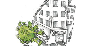 Dėl COVID-19 plitimo viena klasė dirba nuotoliniu būdu