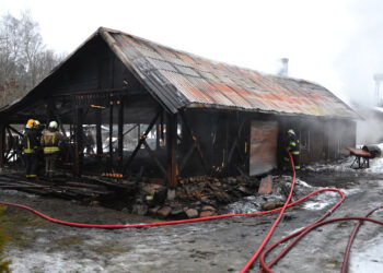 Gaisras Obelaukiuose suniokojo namus