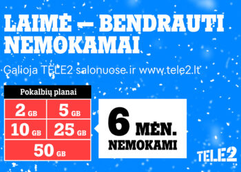 Per Kalėdas dovanokite laimę bendrauti ir patys gaukite dovanų: „Tele2“ tęsia šventinių pasiūlymų maratoną
