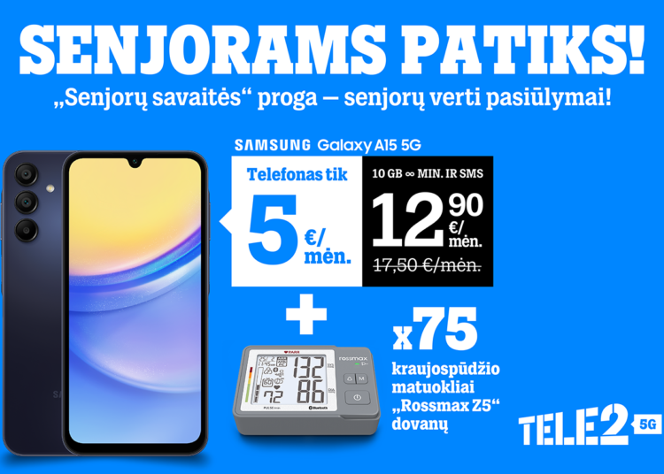 Išskirtinis „Tele2“ pasiūlymas senjorams: telefonas už 5 eurus per mėnesį ir nemokami renginiai