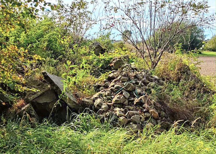 Ant statybinių atliekų pradėjo pilti ir akmenis