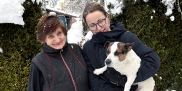 Išgelbėjo ledo properšoje skendusį šunį