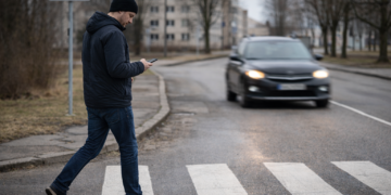 Įnikimas į telefoną – opi eismo dalyvių problema